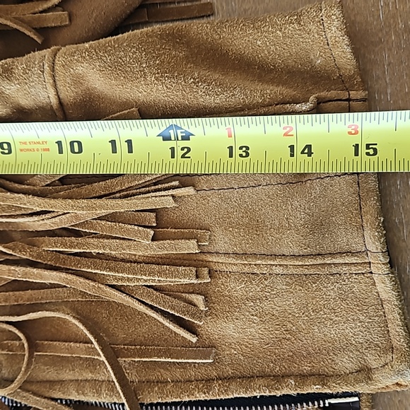 VINTAGE BRANDED GARMENTS SUEDE FRINGED KIDS LEATHER JACKET - Picture 13 of 16